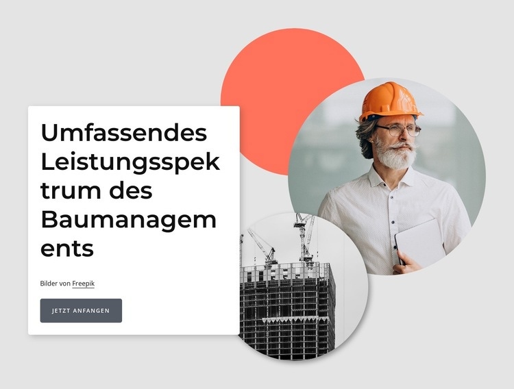 Dienstleistungen des Baumanagements HTML Website Builder