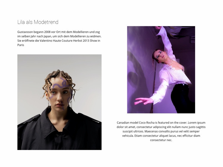Purple color in fashion Website-Modell
