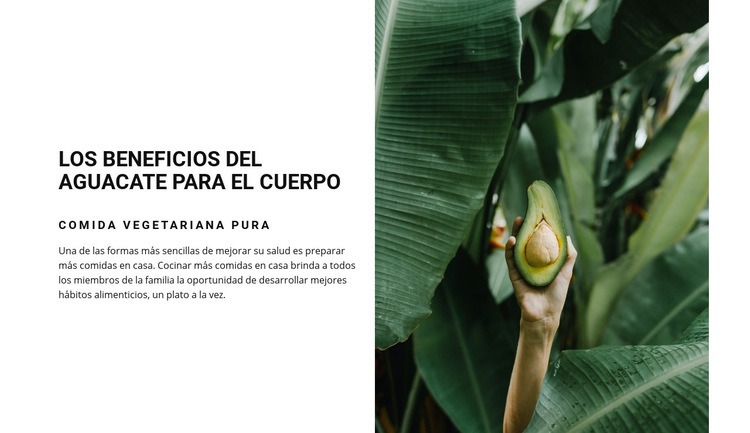 The benefits of avocado Maqueta de sitio web