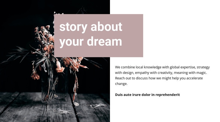 Story about your dream Web Page Design