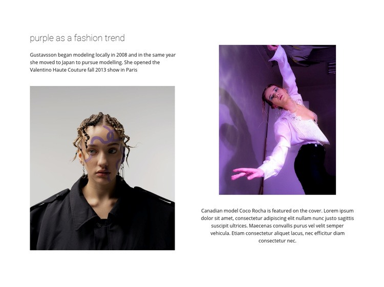 Purple color in fashion Web Page Design