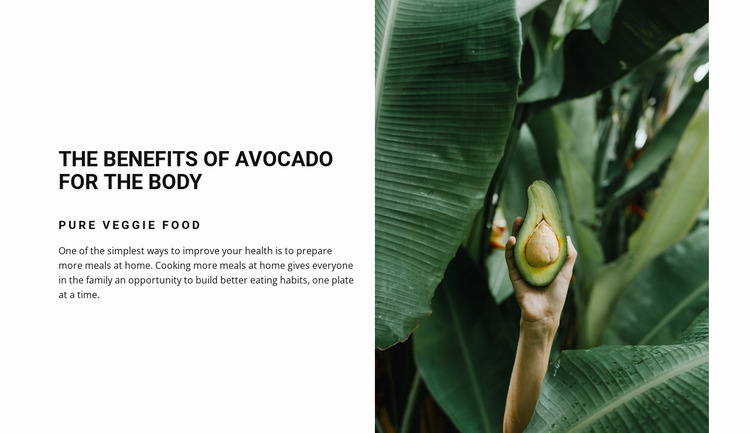 The benefits of avocado Website Mockup