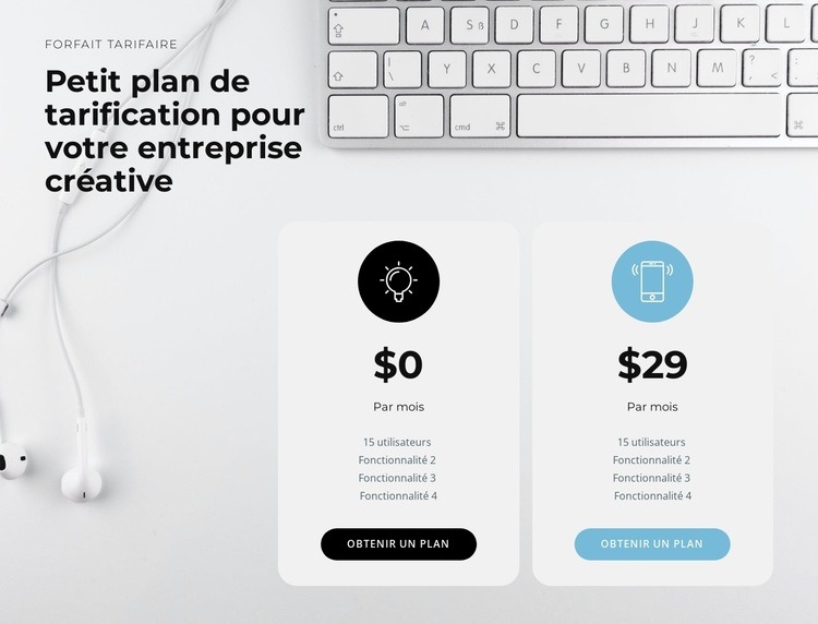 Le prix de notre produit Créateur de site Web HTML