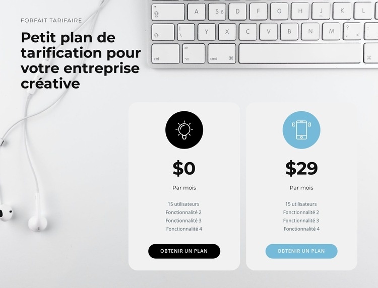 Le prix de notre produit Page de destination