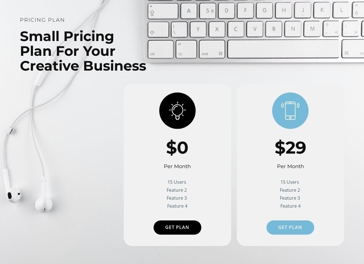 The price of our product Homepage Design