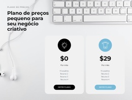 Design De Site Para O Preço Do Nosso Produto