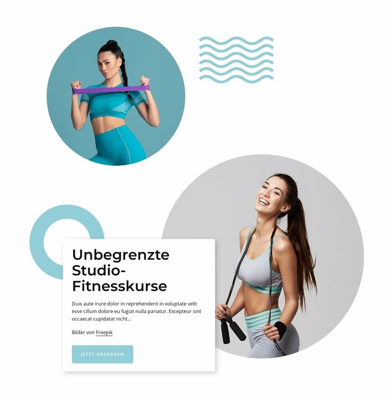 Unbegrenzte Studio-Fitnesskurse Website-Modell