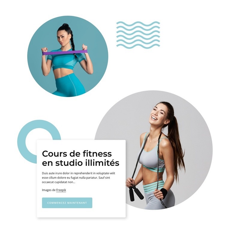 Cours de fitness illimités en studio Maquette de site Web