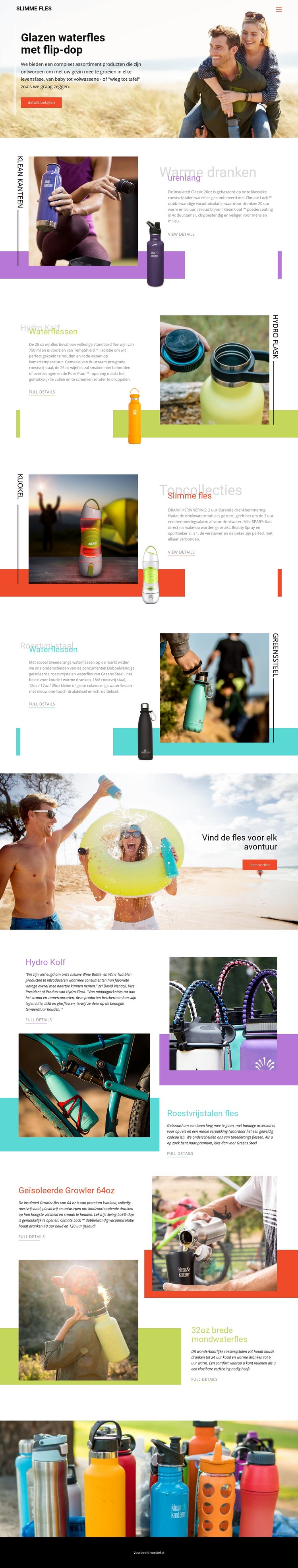 Waterflessen Website ontwerp