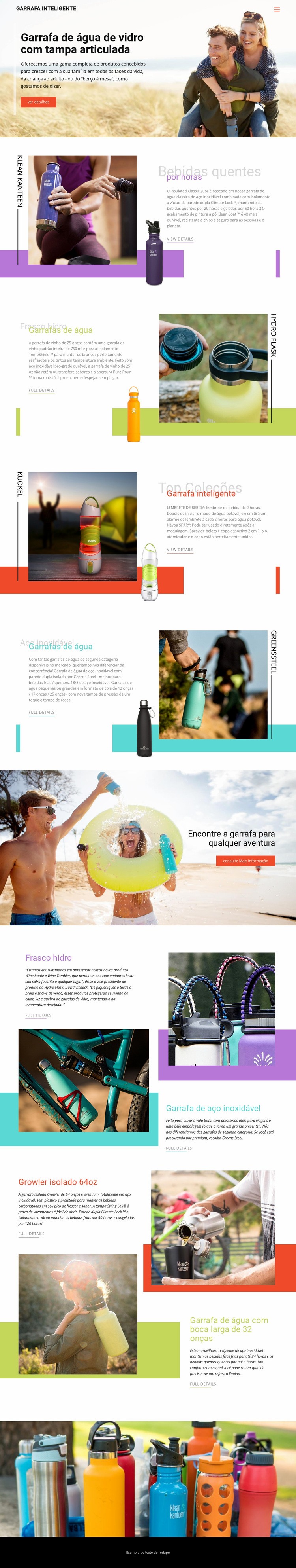 Garrafas de água Landing Page