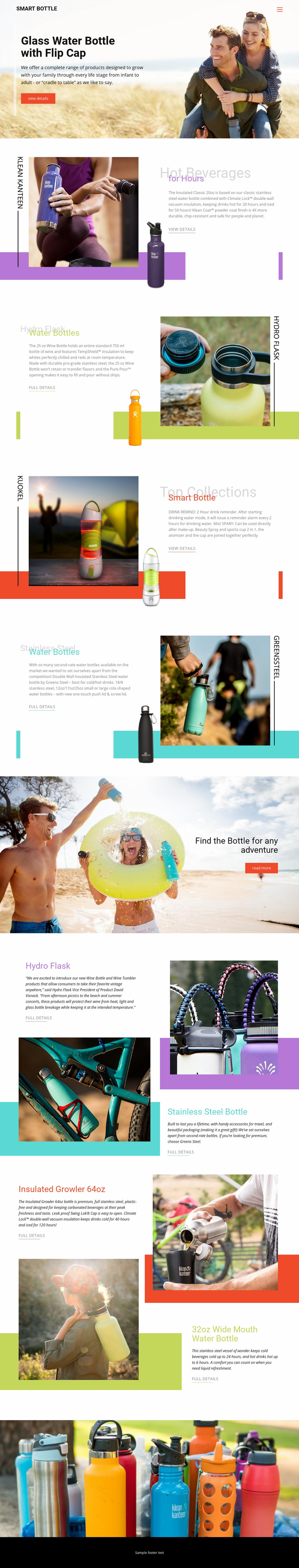 Water Bottles Web Page Design