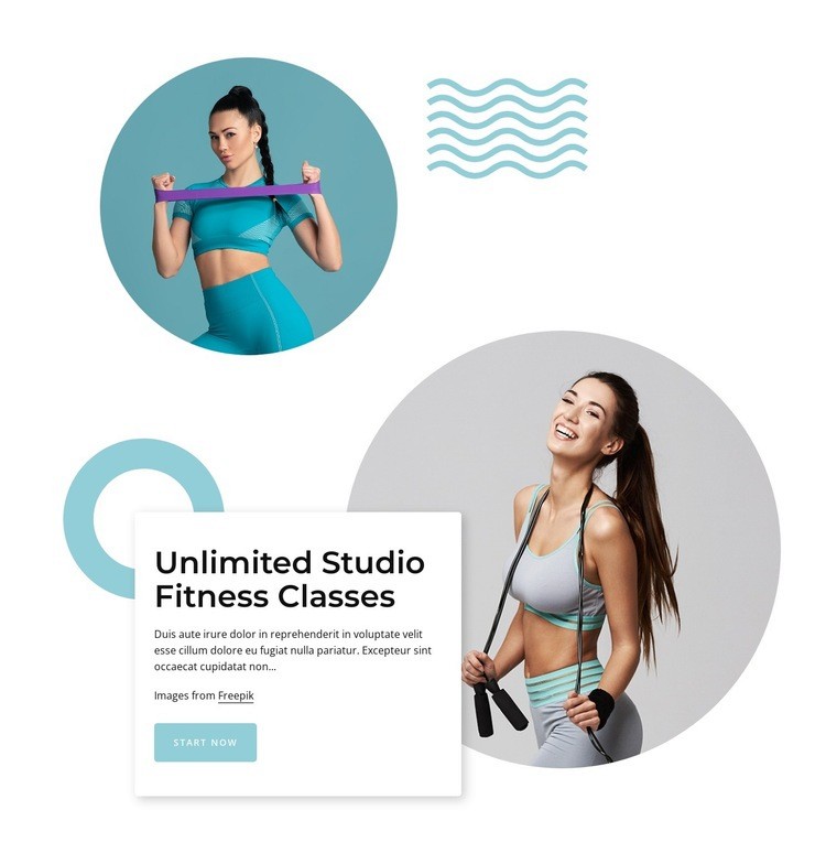 Unlimited studio fitness classes Web Page Design