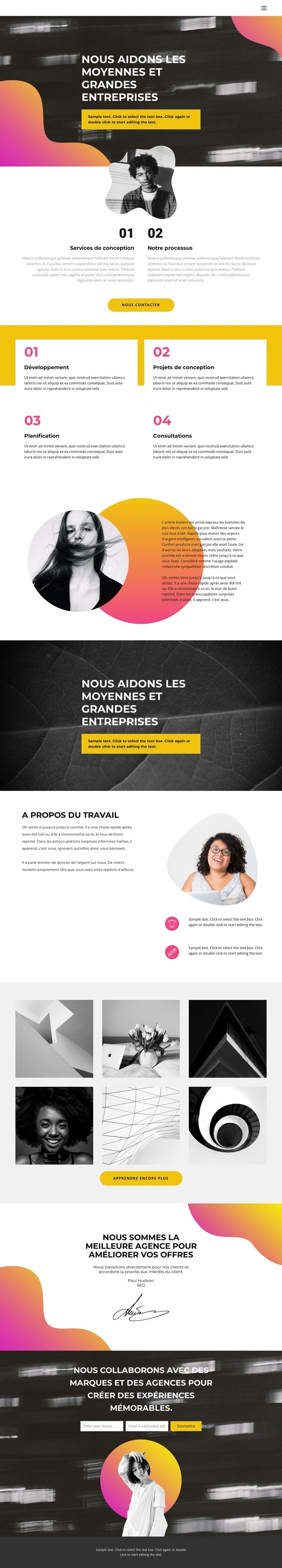 Conception de vente Page de destination