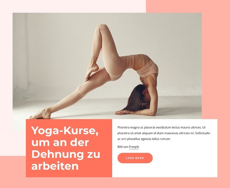 Yoga-Kurse, um an der Dehnung zu arbeiten Eine Seitenvorlage