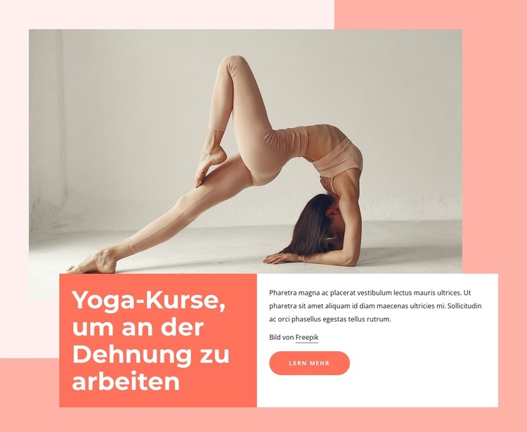 Yoga-Kurse, um an der Dehnung zu arbeiten HTML-Vorlage