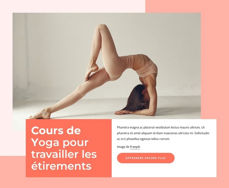 Des cours de yoga pour travailler les étirements Maquette de site Web