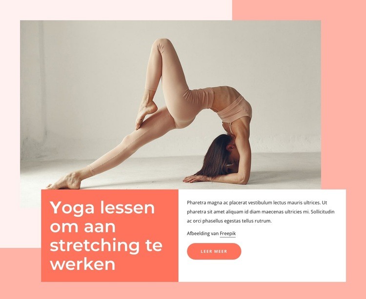 Yogalessen om aan stretching te werken Website ontwerp
