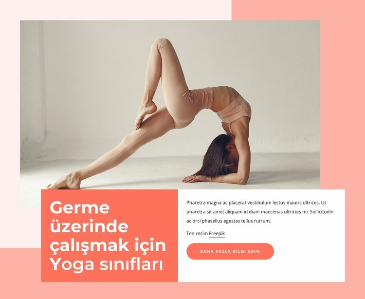 Germe üzerinde çalışmak için yoga dersleri Bir Sayfa Şablonu