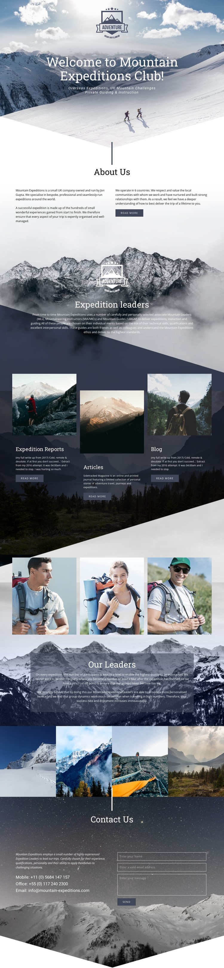 Extreme mountain expedition CSS Template