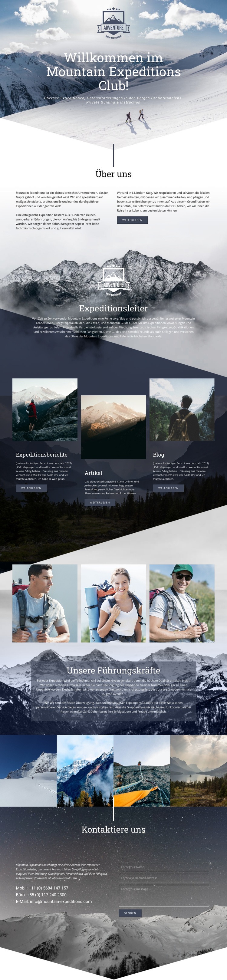 Extreme Bergexpedition Website design