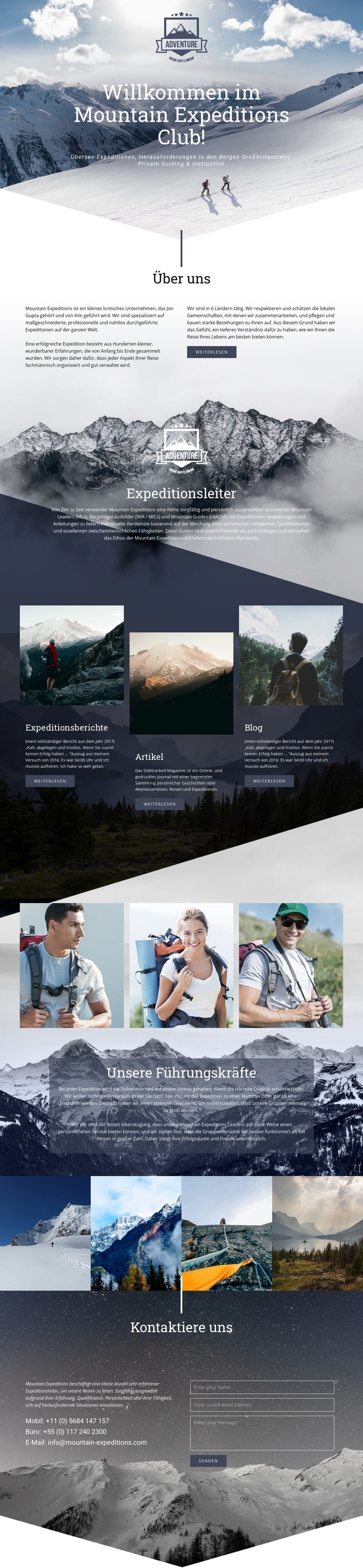 Extreme Bergexpedition Landing Page