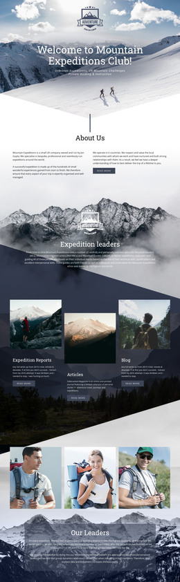 HTML Landing For Extreme Mountain Expedition