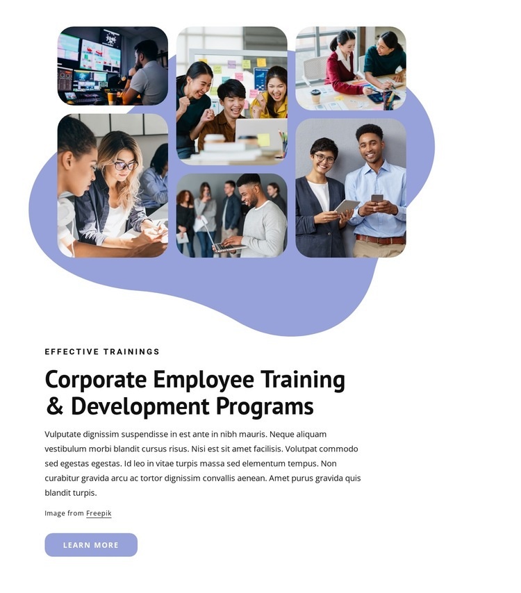 Corporate employee training Homepage Design