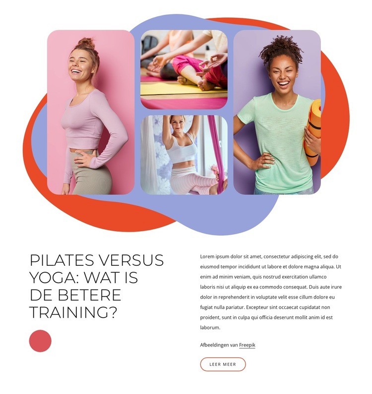 Pilates en yoga trainingen Website mockup