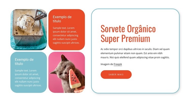 Sorvete orgânico Design do site