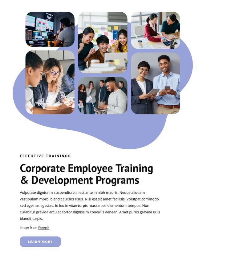 Corporate employee training Web Page Design