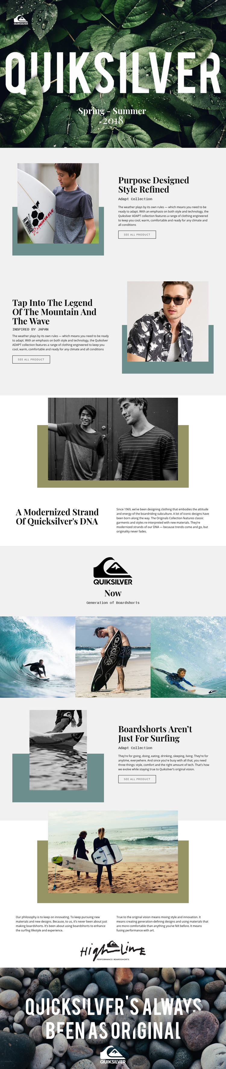 Quiksilver Homepage Design