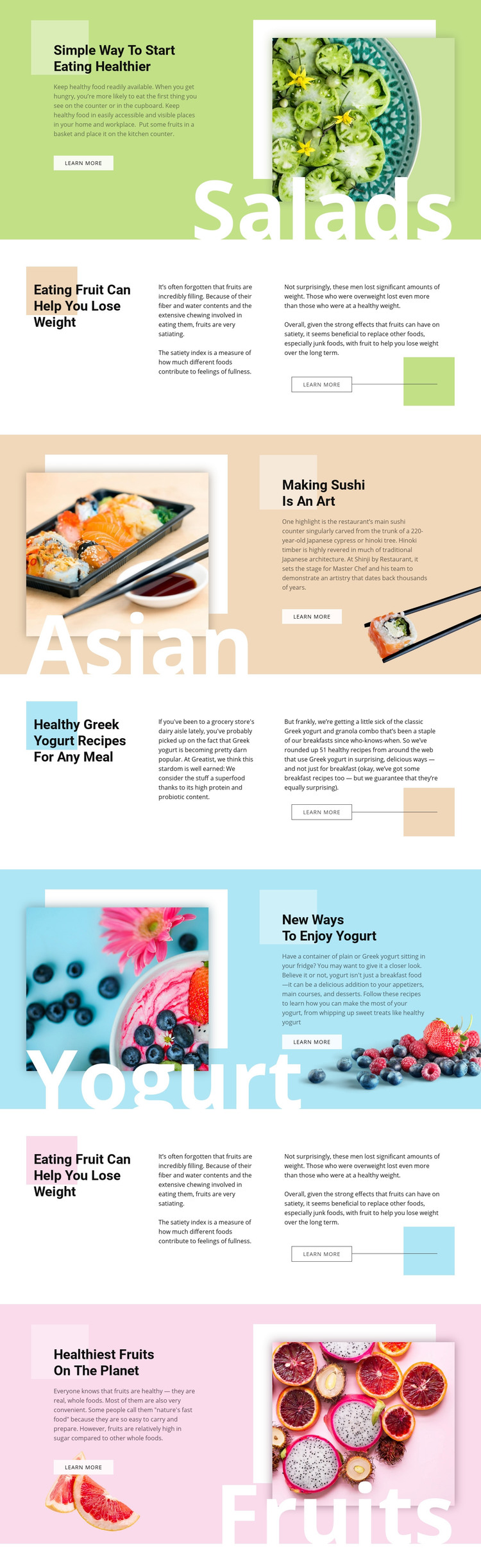 Healthy menu Homepage Design