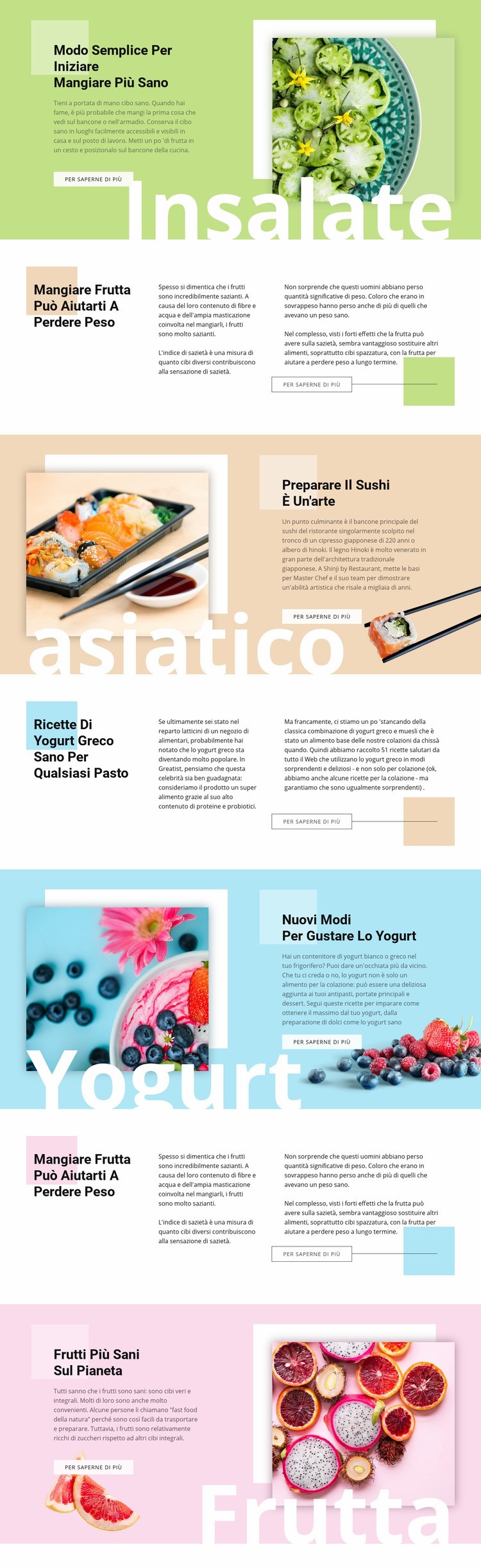 Menu salutare Mockup del sito web