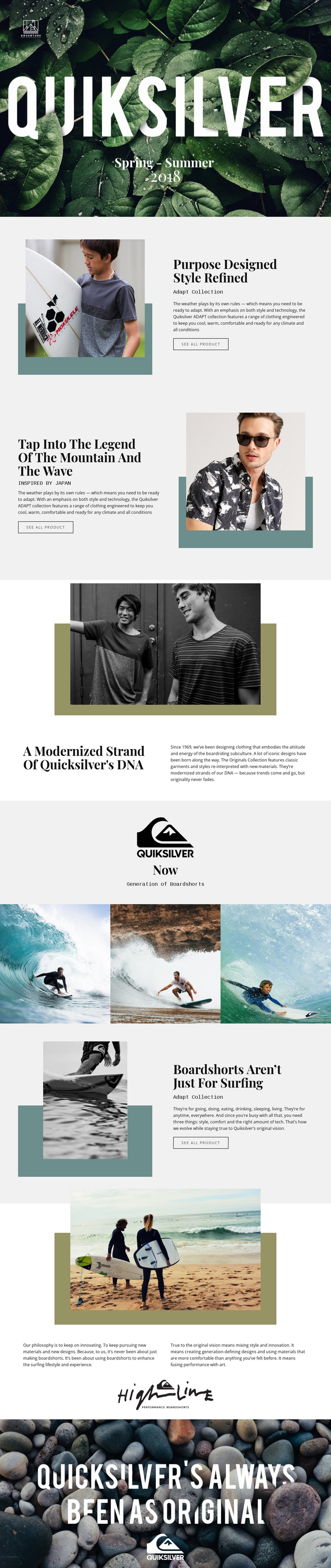 Quiksilver One Page Template