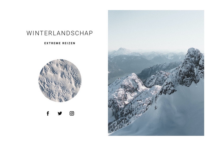 Winter in de bergen Website mockup