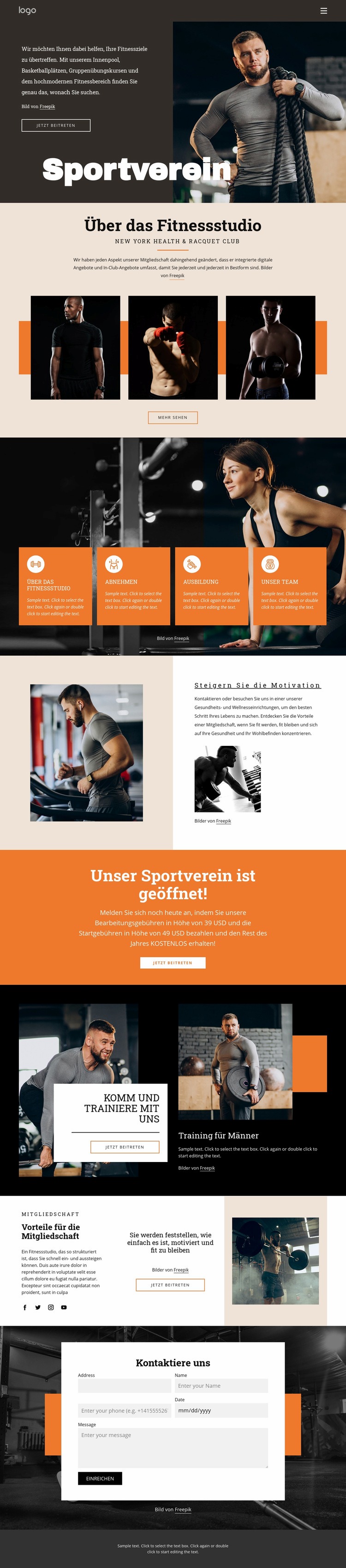 Bequeme persönliche Trainingsprogramme HTML Website Builder