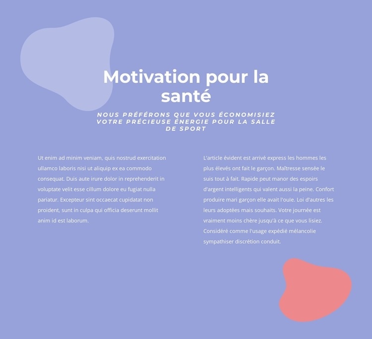 Motivation pour la santé Maquette de site Web