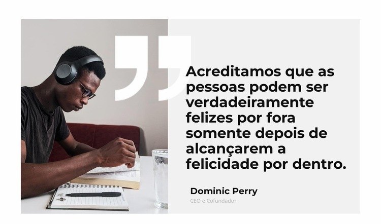 Opinião do desenvolvedor principal Landing Page