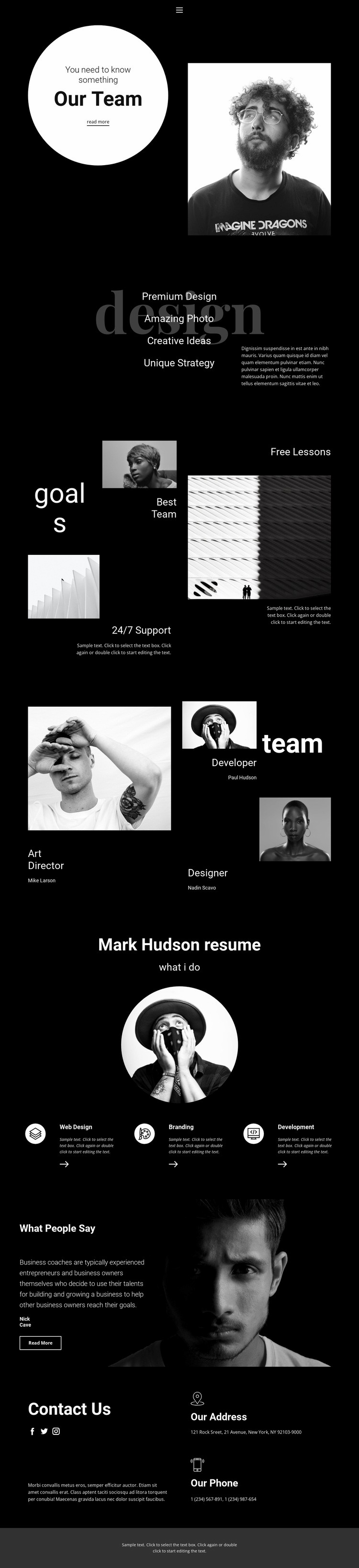 Design and development team Homepage Design