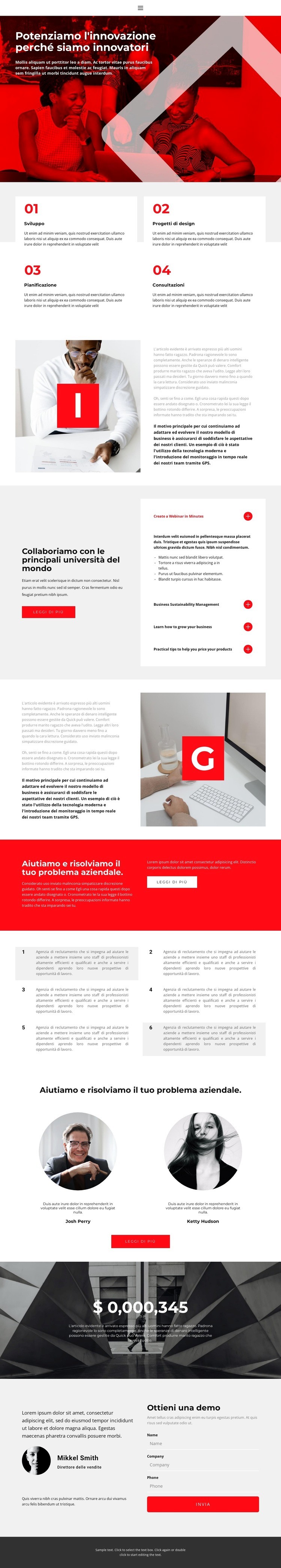 La nostra forza sta nell'innovazione Mockup del sito web