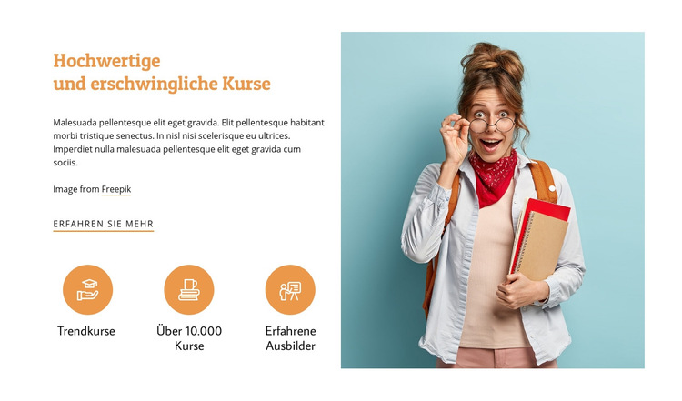 Erschwingliche Kurse Website-Vorlage