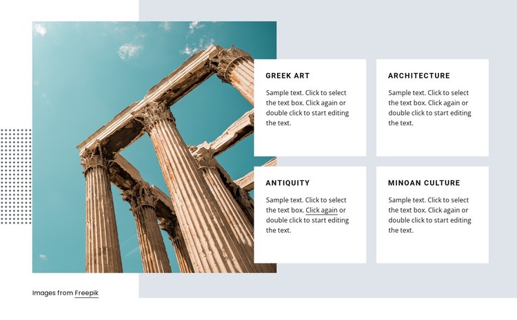 Grekisk konstkurs Html webbplatsbyggare