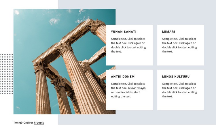 Yunan sanat kursu Açılış sayfası