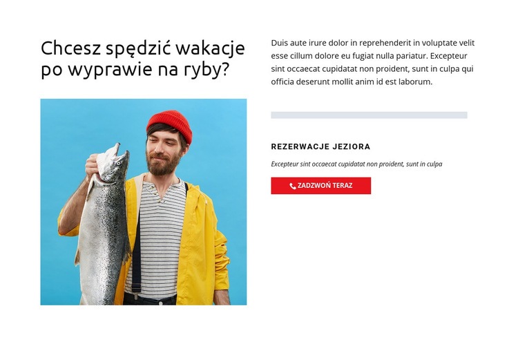 Jezioro rybackie Makieta strony internetowej