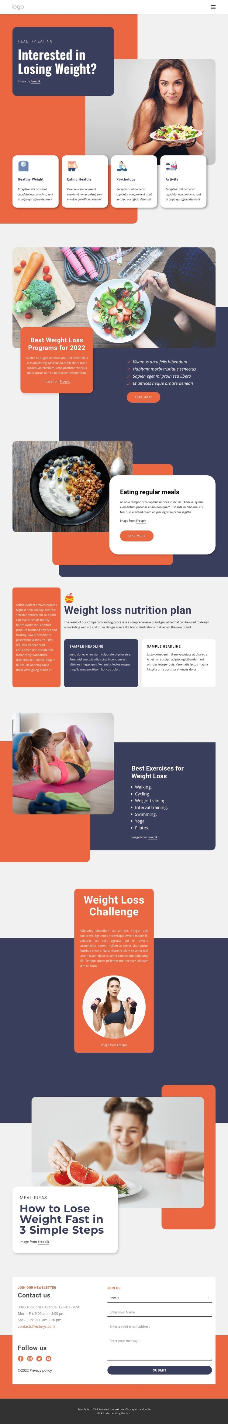 Losing weight Web Page Design