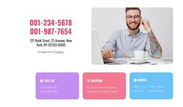 Contact Us Block With Grid Repeater - Drag & Drop WordPress Theme