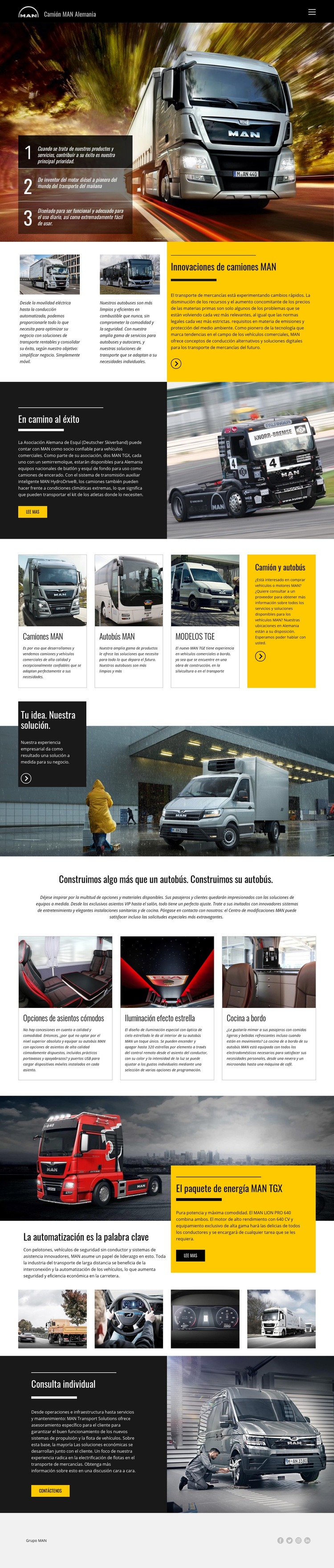Camiones man para transporte Diseño de páginas web
