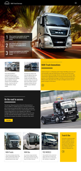 Man Trucks For Transportation One Page Template