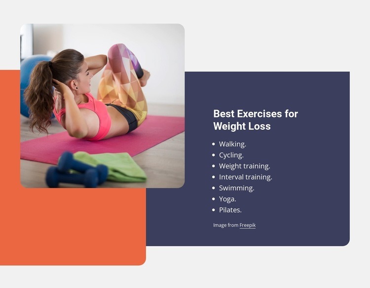 Exercises for weight loss Web Page Design