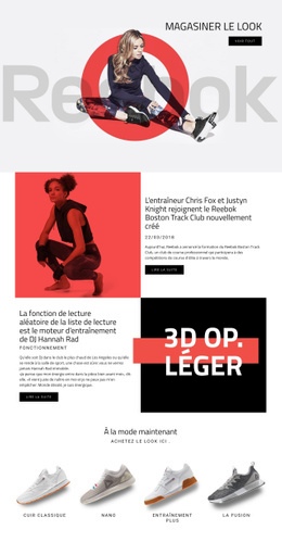 Reebok – Page De Destination